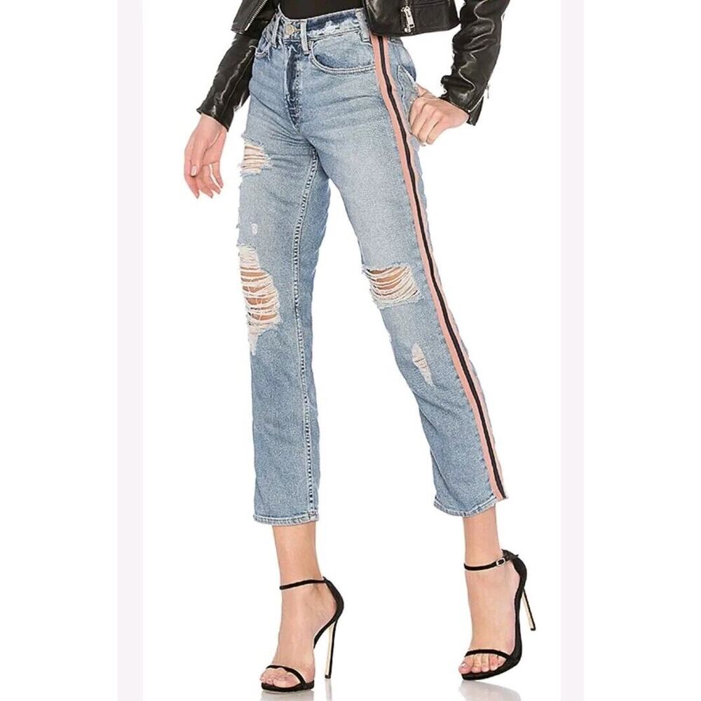 McGuire Distressed Stripe Down The Side Legs Crop Jeans Size 28